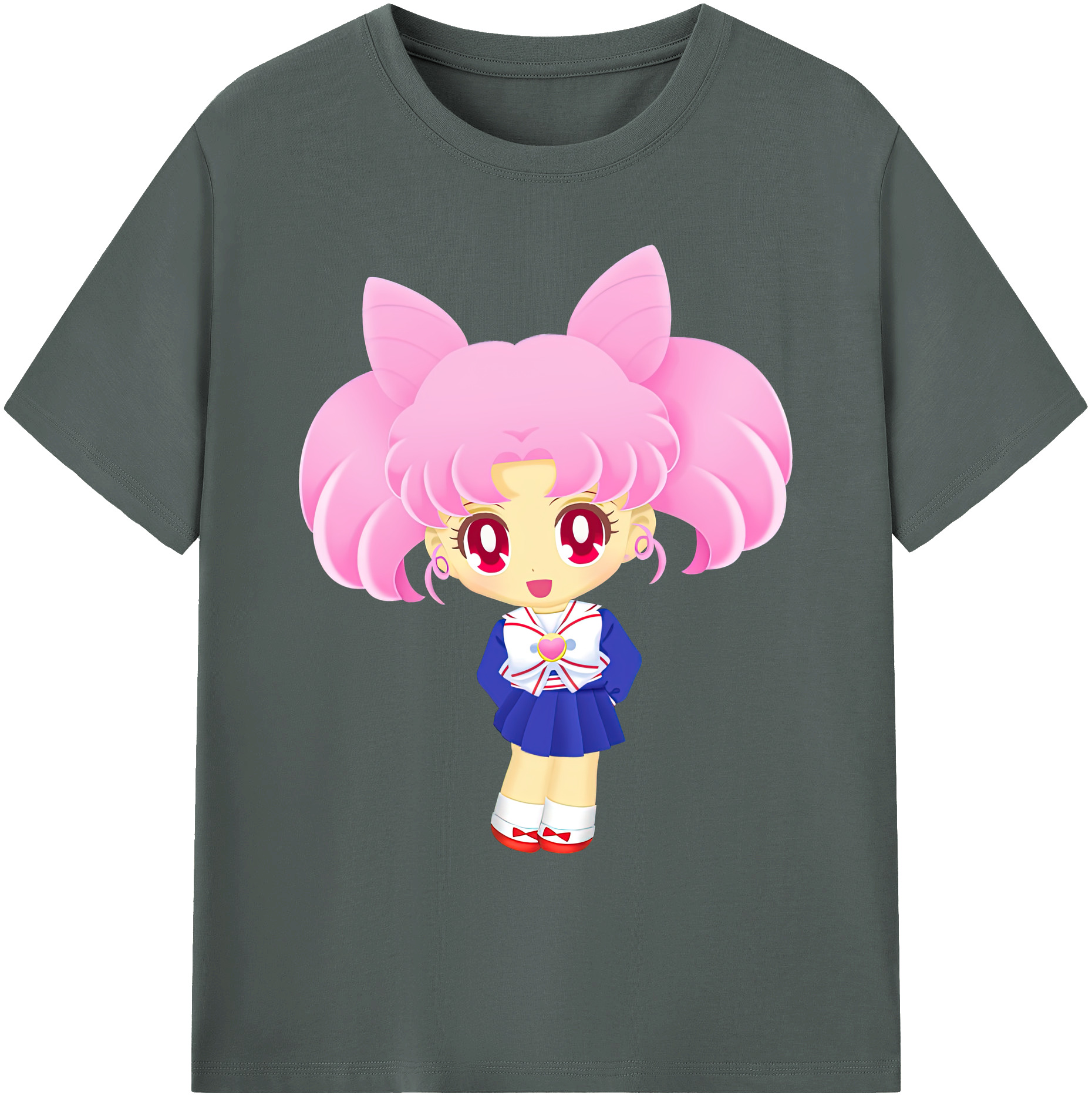 （画像用） 美少女戦士セーラームーン ちびうさ Sailor Moon Chibiusa Tsukino Usagi Small Lady Serenity 綿100％ メンズ半袖Tシャツ｜肌触りやわらか＆通気性